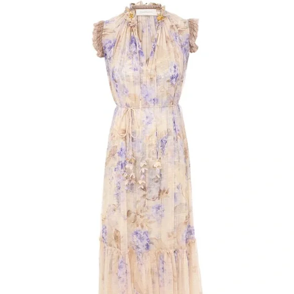 Zimmermann | Dresses | Zimmermann Dawning Flutter Dress In Lilac Floral  From Spring 225 Collection | Poshmark